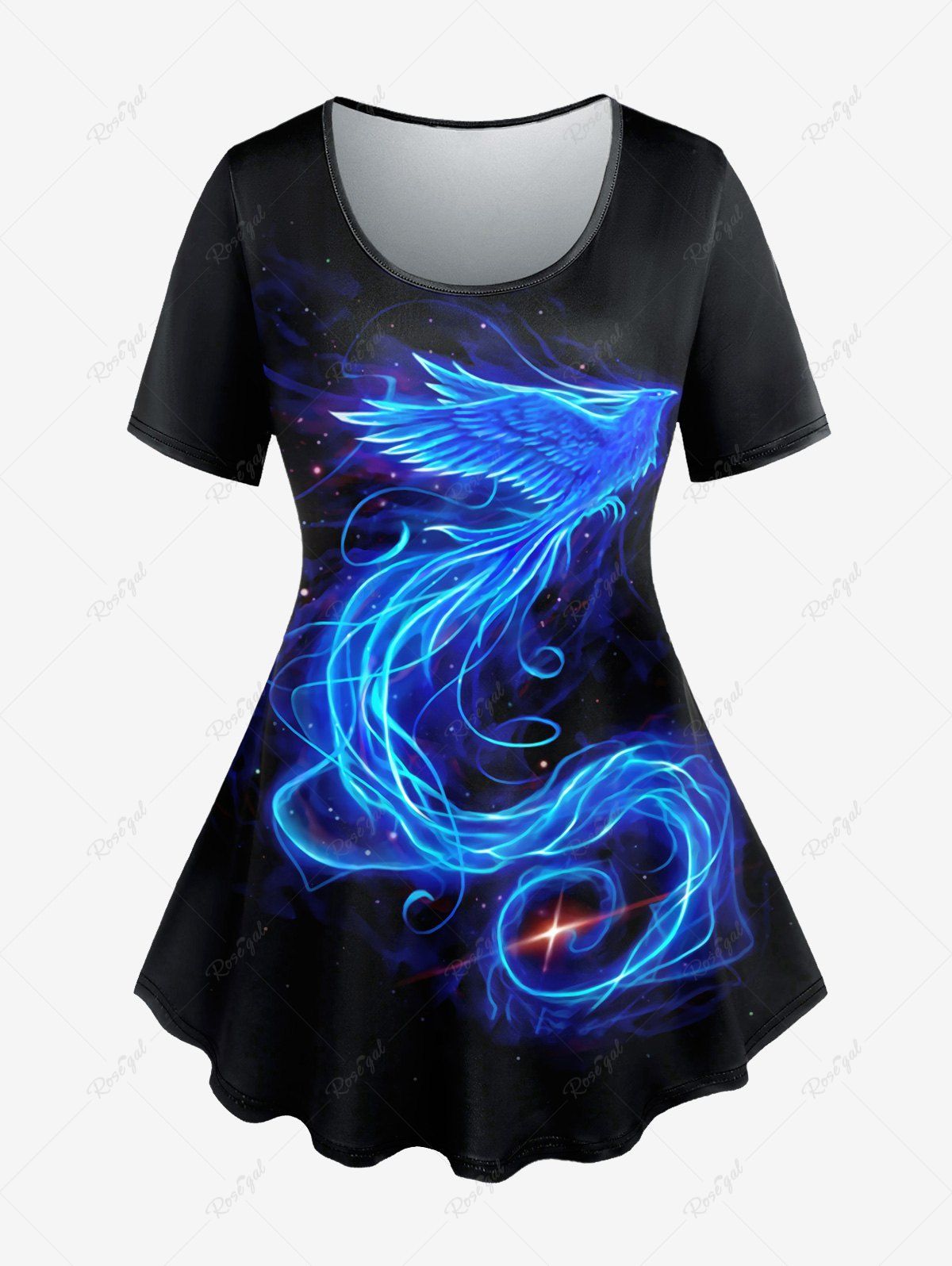 Fancy Plus Size Phoenix Light Beam Print T-shirt  