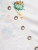 Leaf Sunflower Print Lace Up Lace Panel Back High Low Hem T Shirt -  