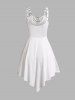 Solid Color Eyelet Buckle Strap O Ring Asymmetric Midi Dress -  