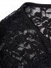 Plus Size Colorblock Lace Panel Chain Embellishment Twisted V Notched T Shirt -  