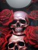Gothic Flower Skulls Print T-shirt -  