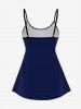 Owl Leaves Print Boyleg Tankini Swimsuit (Adjustable Shoulder Strap) -  