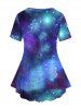 Plus Size Galaxy Owl Print Short Sleeves T-shirt -  
