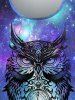 Plus Size Galaxy Owl Print Short Sleeves T-shirt -  