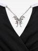 Plus Size Ruched Buckle Butterfly Chain Surplice Tee -  