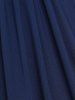 T-shirt Superposé Fleur Cœur Bouclé Panneau en Dentelle de Grande Taille avec Ceinture - Bleu profond 3X | US 22-24