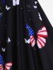 Maillot de Bain Tankini Drapeau Américain Imprimé Papillon Panneau avec Chaîne de Grande Taille - Noir 1X | US 14-16