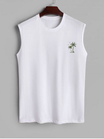 Men's Casual Athleisure Style Vacation Palm Tree Graphic Printed Basic Muscle Tank Top