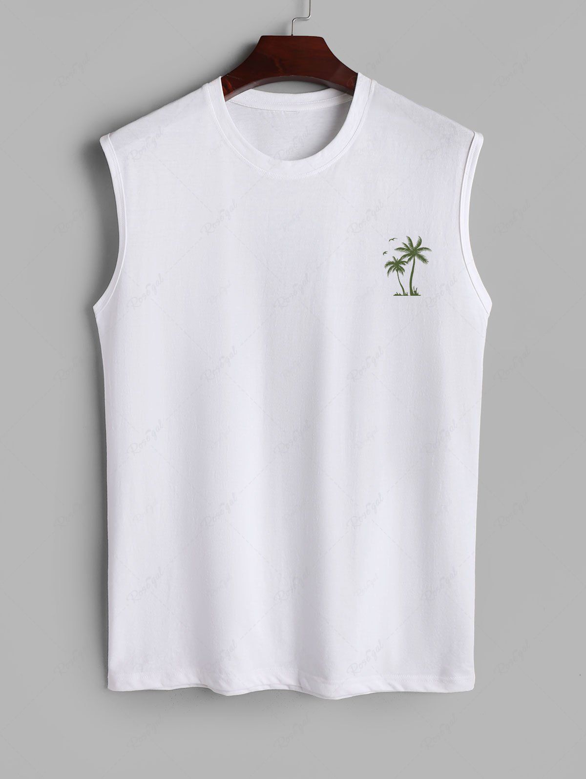 Online Men's Casual Athleisure Style Vacation Palm Tree Graphic Printed Basic Muscle Tank Top  