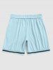 Letter Graphic Printed Striped Panel Sweat Shorts -  