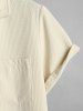 Men's Casual Plain Color Textured Front Pocket Design Short Sleeves Shirt and Drawstring Bermuda Shorts Set -  