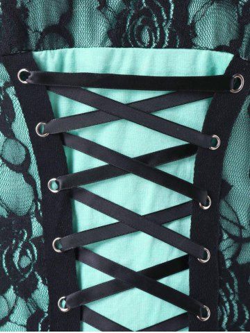 Plus Size Lace-up Floral Lace Cami Top