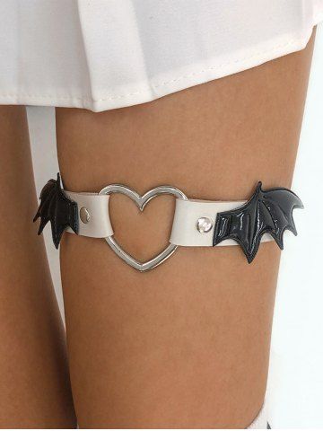 Punk Heart-shaped Ring Wings Thigh Chain - WHITE