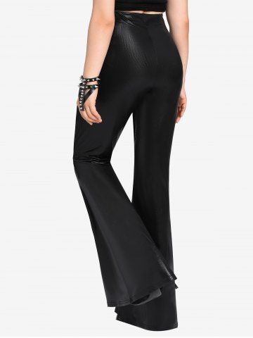 Gothic Metallic Cinched Ruched Flare Pants [36% OFF]