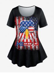 T-shirt Imprimé Aigle Drapeau Américain Grande Taille - Noir M