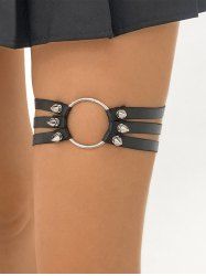 Punk Rivets Ring Layered Thigh Chain -  