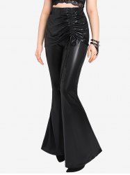 Gothic Metallic Cinched Ruched Flare Pants -  