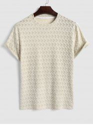 Men's Plain Color Double Layered Ripped Design Short Sleeves Round Neck T-shirt -  