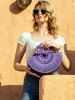 Women's Retro Style Beach Summer Vacation Bamboo Woven Semicircle Shaped Handbag Clutches Tote Bag -  