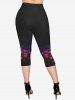 Gothic Flower Snake Print Pockets Capri Leggings -  