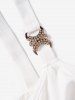 Colorblock Flower Print Self Belted Mock Button Empire Waist A Line Mini Dress -  