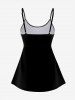 Maillot de Bain Tankini Réversible Drapeau Américain Imprimé à Bretelle Ajustable de Squelette (à Epaule Dénudée) - Noir XS