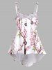 Peach Blossom Print Layered Spaghetti Strap Cottagecore Tank Top -  