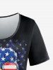 T-shirt Imprimé Aigle Drapeau Américain Grande Taille - Noir M