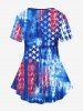 T-shirt Drapeau Américain Imprimé Teinté Patriotique de Grande Taille - Bleu S