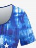T-shirt Drapeau Américain Imprimé Teinté Patriotique de Grande Taille - Bleu M