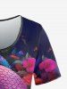 Gothic Snake Flower Print T-shirt -  
