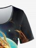 T-shirt Gothique Lune Dragon Imprimés - Noir L