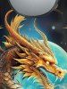 T-shirt Gothique Lune Dragon Imprimés - Noir L