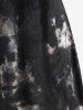 Robe de Nuit Rayée Tie-Dye à Dos Ouvert Grande Taille - Noir 1XL