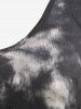 Robe de Nuit Rayée Tie-Dye à Dos Ouvert Grande Taille - Noir 5XL