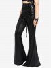 Gothic Metallic Cinched Ruched Flare Pants -  