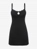 Plus Size Lace Trim Backless Split Keyhole Neck Cami Sleep Dress -  