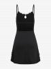 Plus Size Lace Trim Backless Split Keyhole Neck Cami Sleep Dress -  