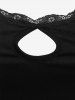 Plus Size Lace Trim Backless Split Keyhole Neck Cami Sleep Dress -  