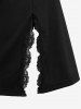 Plus Size Lace Trim Backless Split Keyhole Neck Cami Sleep Dress -  
