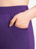 Plus Size Braided Floral Lace Pockets Leggings -  