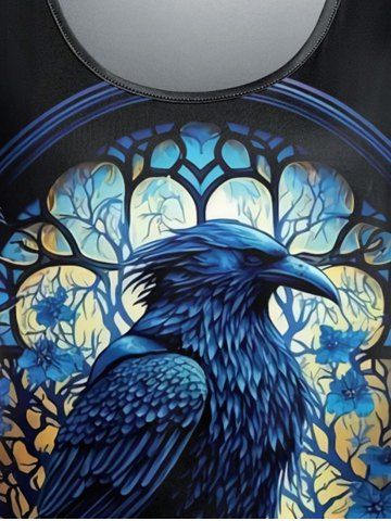 Gothic Eagle Tree Feather Print Short Sleeves T-shirt