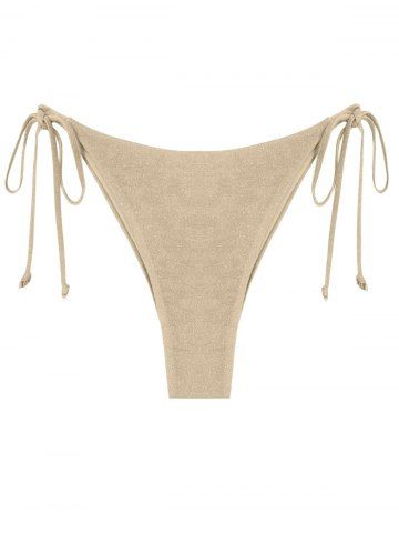 Bas de Bikini Métallisé Noué à Côté - LIGHT COFFEE - L