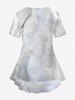 3D Cat Print Short Sleeves T-shirt and Capri Leggings Plus Size Summer Outfit -  