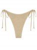 Tie Side Metallic Bikini Bottom -  