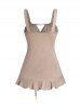 Cinched Heather Ruffle Surplice Chain Embellishment Casual Tank Top -  