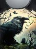 Gothic Skull Tree Eagle Print Short Sleeves T-shirt -  