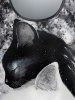 Plus Size Ink Painting Cats Print Short Sleeves T-shirt -  