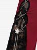 Plus Size Floral Lace Pockets Chains Braided Flare Pants -  