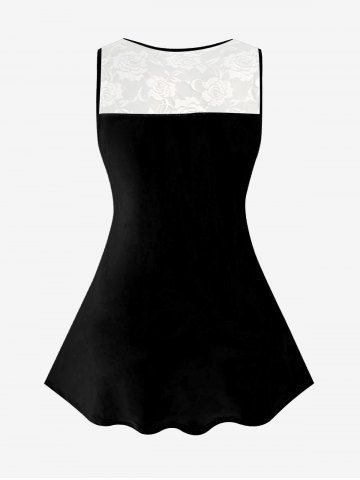 Gothic Floral Lace Back Sun Moon Print Tank Top